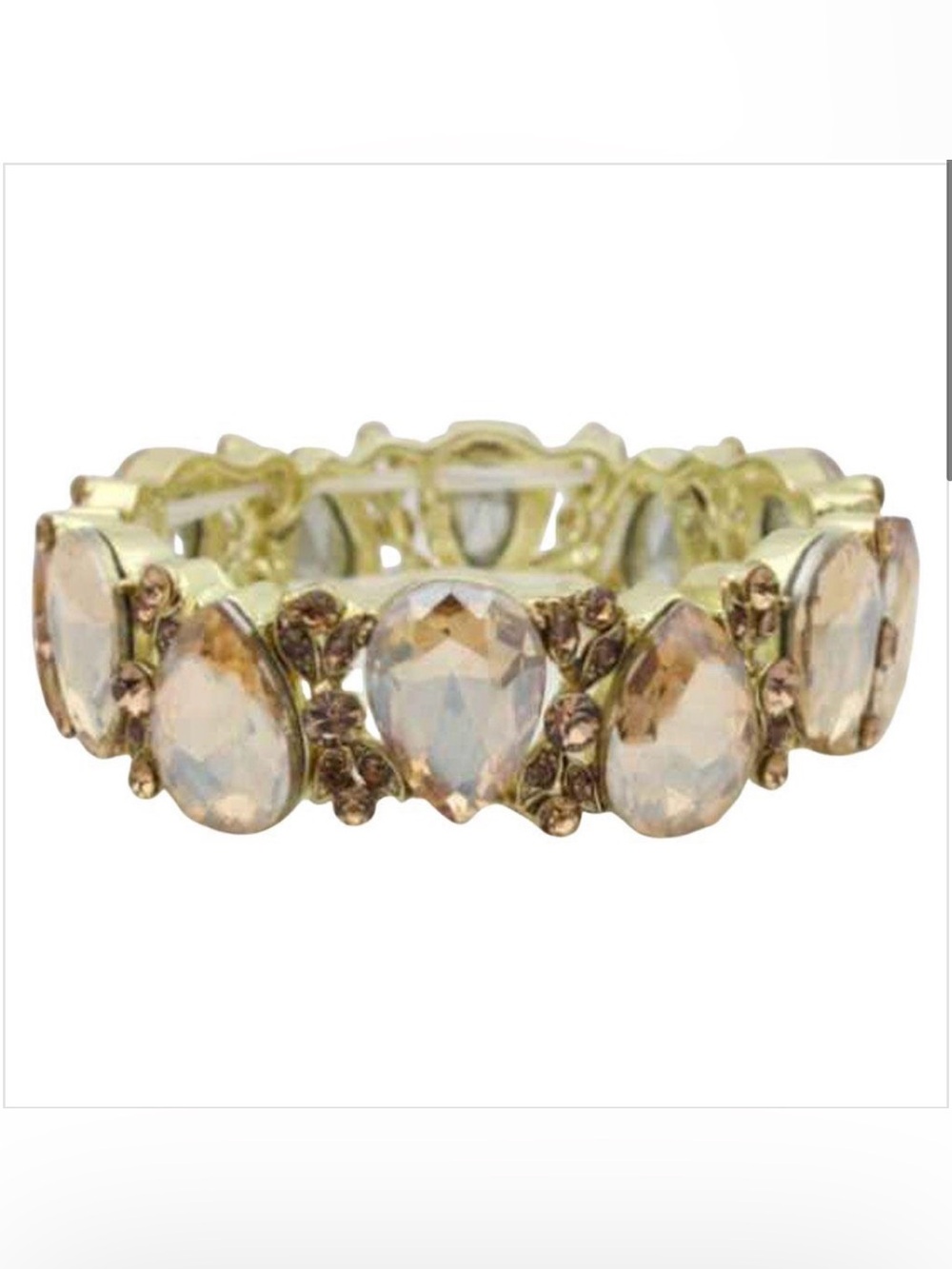 Gold-Tone Teardrop Crystal Stretch Bracelet - Women Jewelry